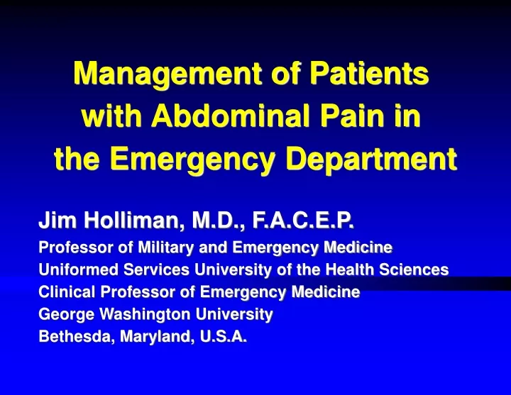 management of patients with abdominal pain