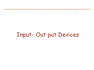 Input- Out put Devices