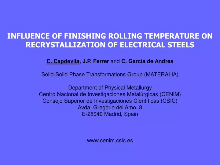 influence of finishing rolling temperature