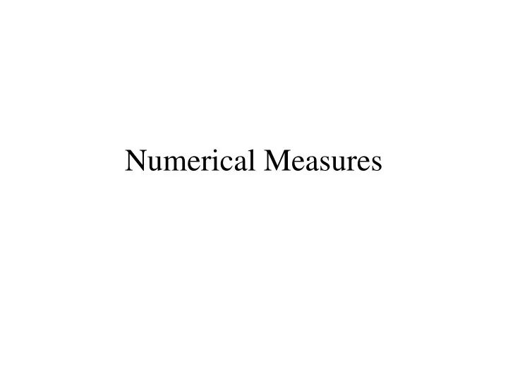 numerical measures