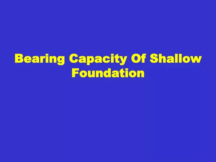 bearing capacity of shallow foundation
