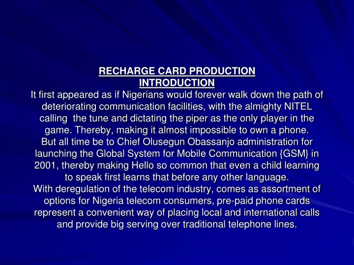 recharge card production introduction it first