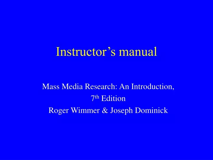 instructor s manual