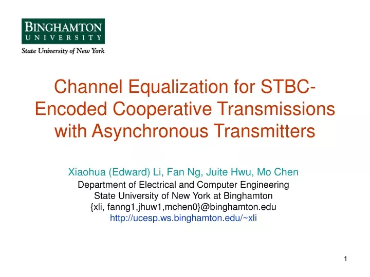 channel equalization for stbc encoded cooperative transmissions with asynchronous transmitters