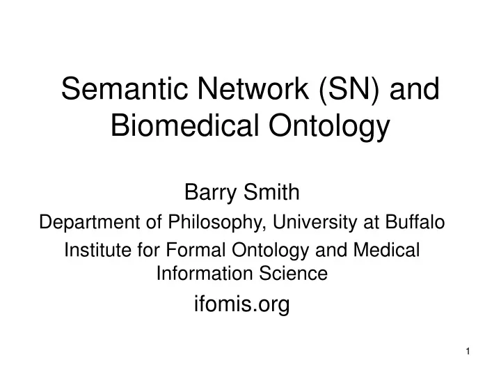 semantic network sn and biomedical ontology
