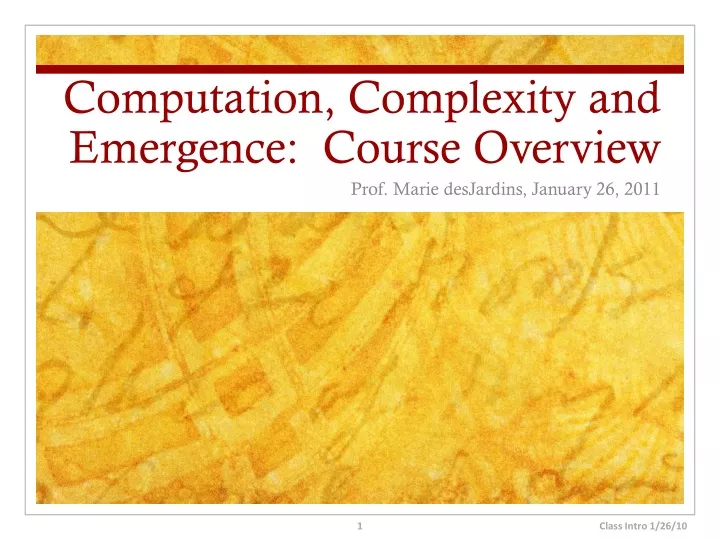 computation complexity and emergence course overview