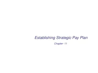 Establishing Strategic Pay Plan Chapter- 11