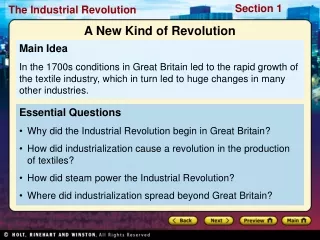 Essential Questions Why did the Industrial Revolution begin in Great Britain?