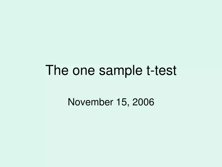 the one sample t test