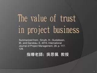 The value of trust  in project business