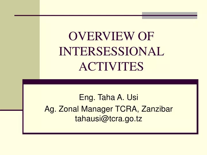 overview of intersessional activites