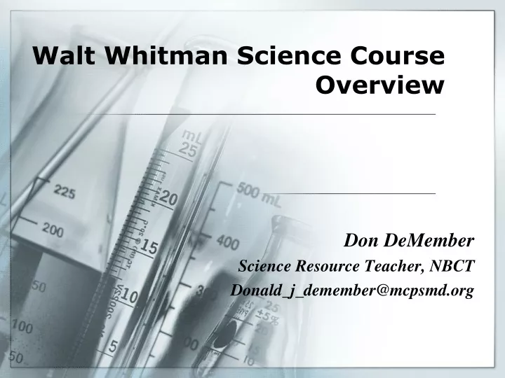 walt whitman science course overview