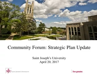 Community Forum: Strategic Plan Update Saint Joseph’s University  April 20, 2017