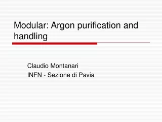 Modular: Argon purification and handling