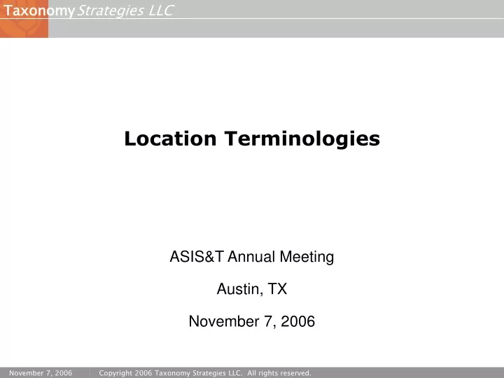 location terminologies