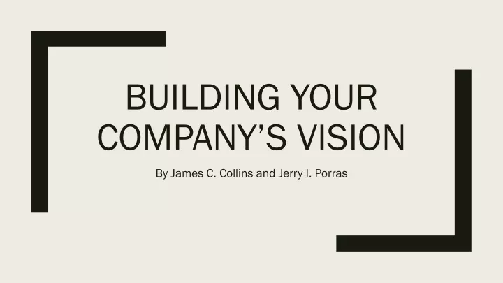 building your company s vision