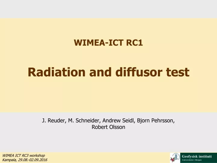 wimea ict rc1 radiation and diffusor test