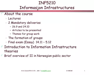 INF5210  Informasjon  Infrastructures