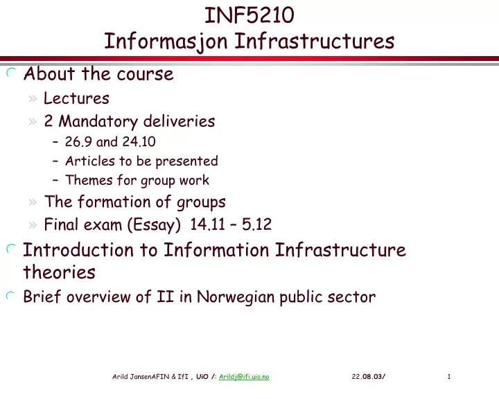 inf5210 informasjon infrastructures