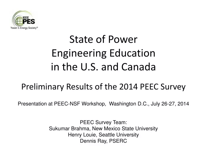 state of power engineering education in the u s and canada