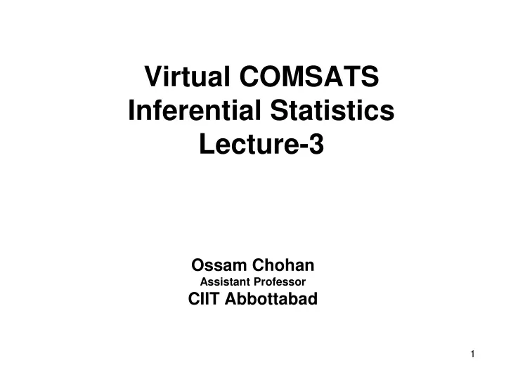 virtual comsats inferential statistics lecture 3