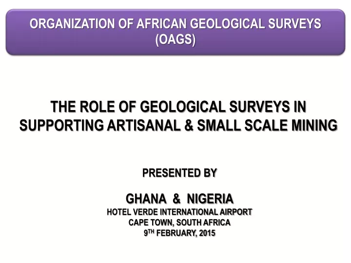 the role of geological surveys in supporting artisanal small scale mining