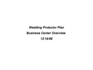Wedding Protector Plan Business Center Overview  12/18/06