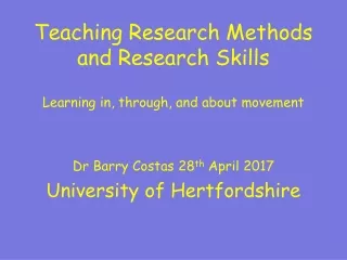 Teaching Research Methods and Research Skills