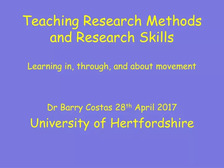 teaching research methods and research skills