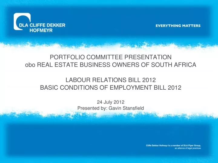 portfolio committee presentation obo real estate