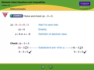 Absolute Value Equations and Inequalities