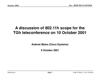 A discussion of 802.11h scope for the TGh teleconference on 10 October 2001