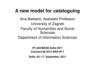 A new model for cataloguing