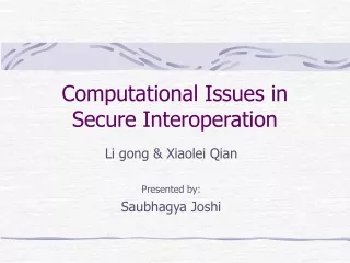 Computational Issues in Secure Interoperation
