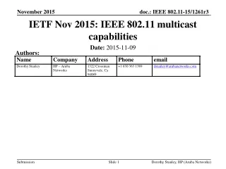 IETF Nov 2015: IEEE 802.11 multicast capabilities