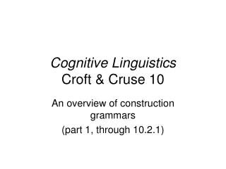 Cognitive Linguistics Croft &amp; Cruse 10