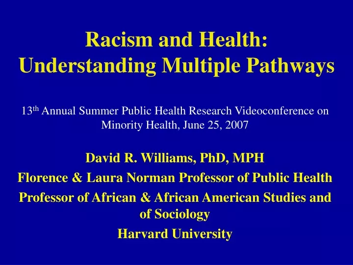 racism and health understanding multiple pathways