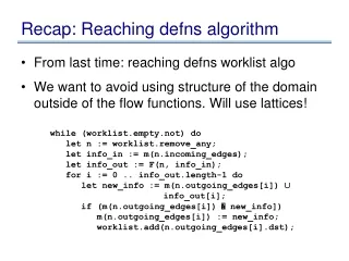 Recap: Reaching defns algorithm