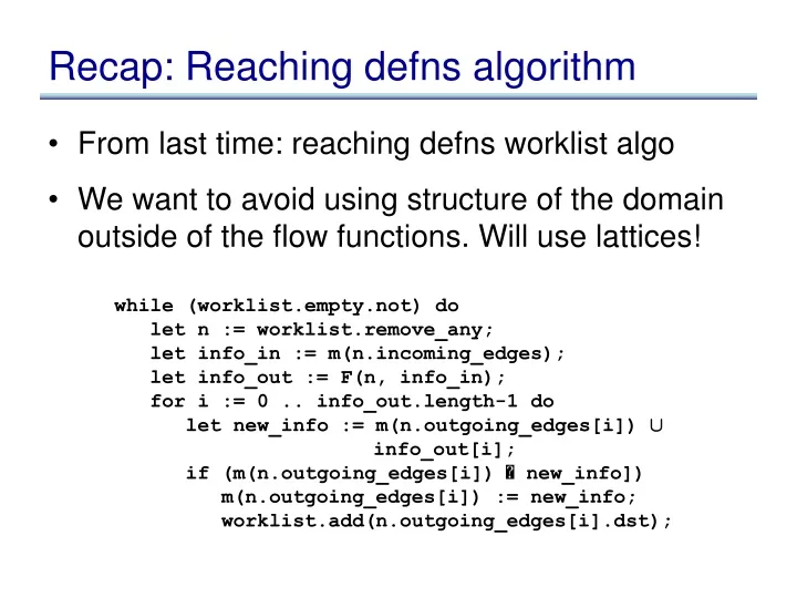 recap reaching defns algorithm