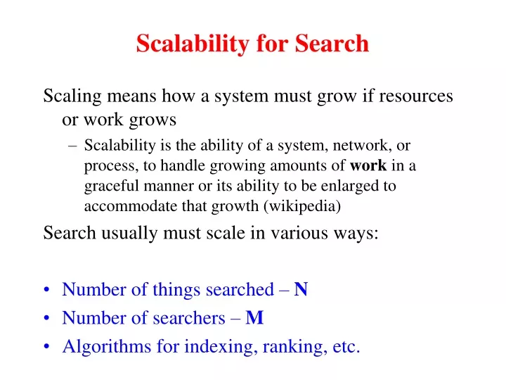 scalability for search