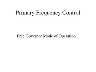 Primary Frequency Control