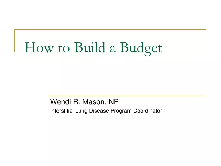 how to build a budget