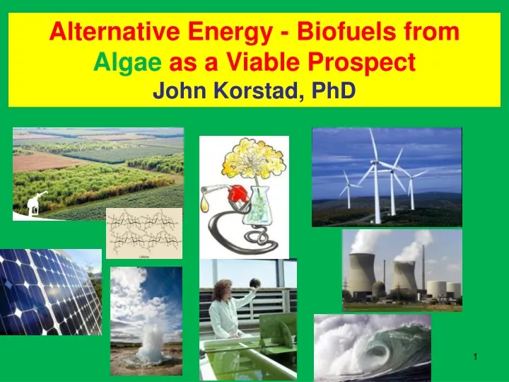 alternative energy biofuels from algae