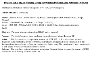 Project: IEEE 802.15 Working Group for Wireless Personal Area Networks (WPANs)