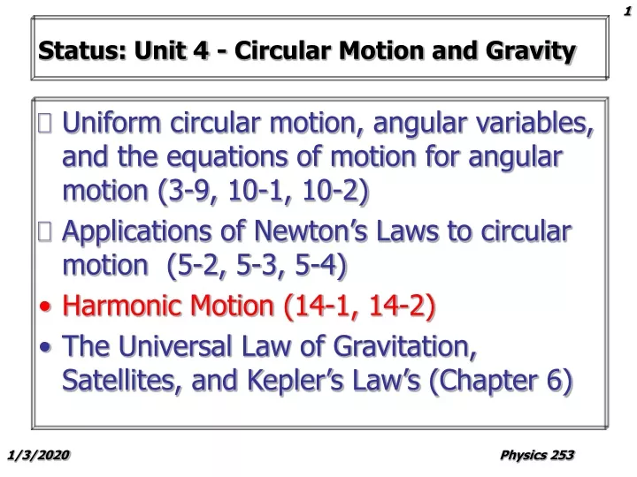 status unit 4 circular motion and gravity