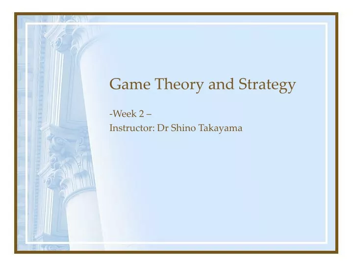 game theory and strategy