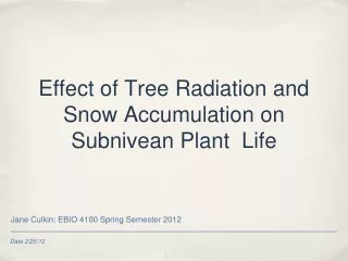 Effect of Tree Radiation and Snow Accumulation on Subnivean Plant  Life