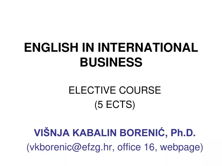 english in international business