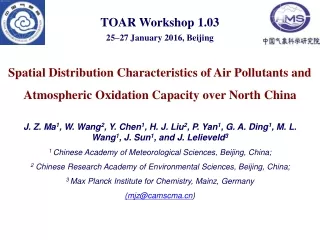TOAR Workshop 1.03 25–27 January 2016, Beijing