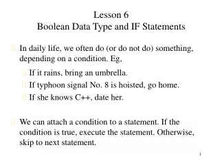 Lesson 6  Boolean Data Type and IF Statements